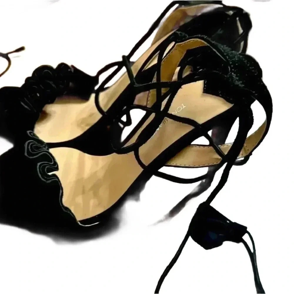 Tony Bianco Kalipso black kid suede lace up heels